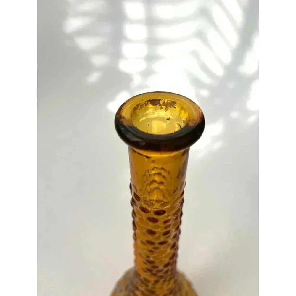 Vintage Amber Empoli Bubble Genie Decanter Bottle - Midcentury Modern